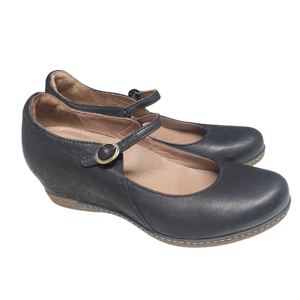 Dansko "Loralie" Shoe, Mary Jane, Wedge, Leather, Black, Size 36 EU/5.5-6 US
